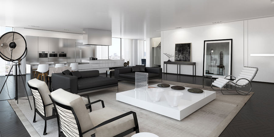 20 idee di design per arredare il soggiorno in bianco e nero ... Idee arredo sala