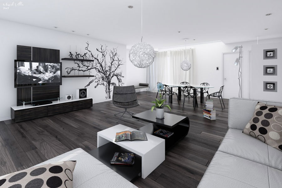 20 idee di design per arredare il soggiorno in bianco e nero ... Statue moderne arredo interni