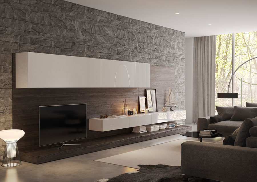 Rivestimenti per pareti del soggiorno: 30 idee di design ... Pareti soggiorno moderne