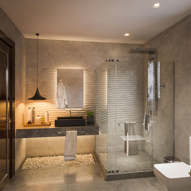 25 idee per arredare un bagno moderno con elementi di for Idee interior design