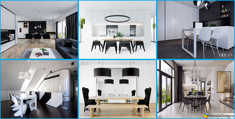 Sala da pranzo bianca e nera: 25 idee per un arredamento chic ... Arredamento sala