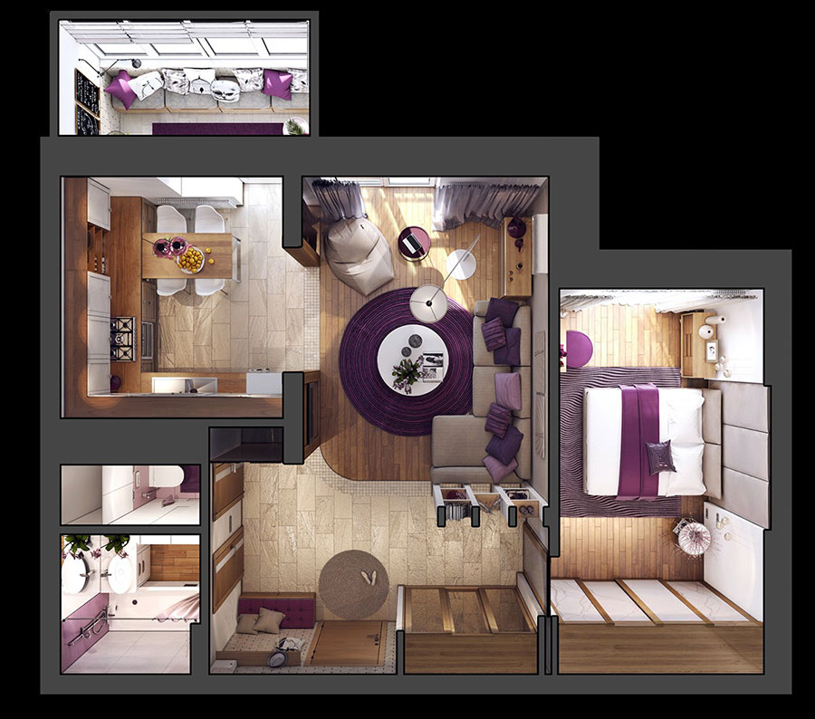 Come arredare una casa di 70 mq: ecco 3 progetti sorprendenti ... Appartamento 70 mq planimetria