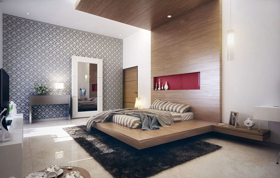 20 idee di arredo per camere da letto in legno dal design for Arredamento camere da letto matrimoniali moderne