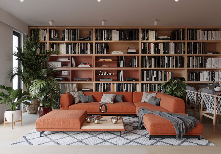 Libreria a parete: 25 idee di design per arredare il soggiorno ... Libreria soggiorno design
