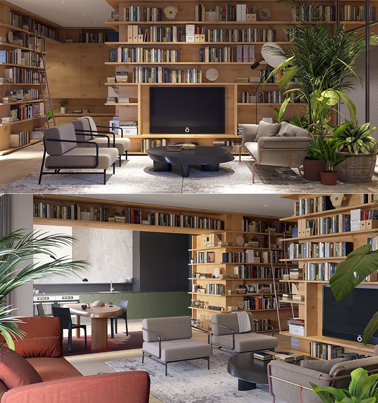 Libreria a parete: 25 idee di design per arredare il soggiorno ... Libreria soggiorno design