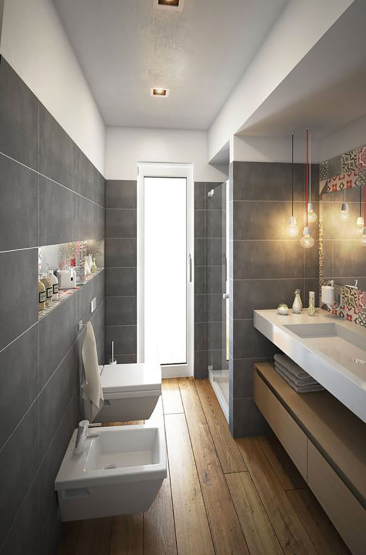 15 idee di design per arredare un bagno stretto e lungo