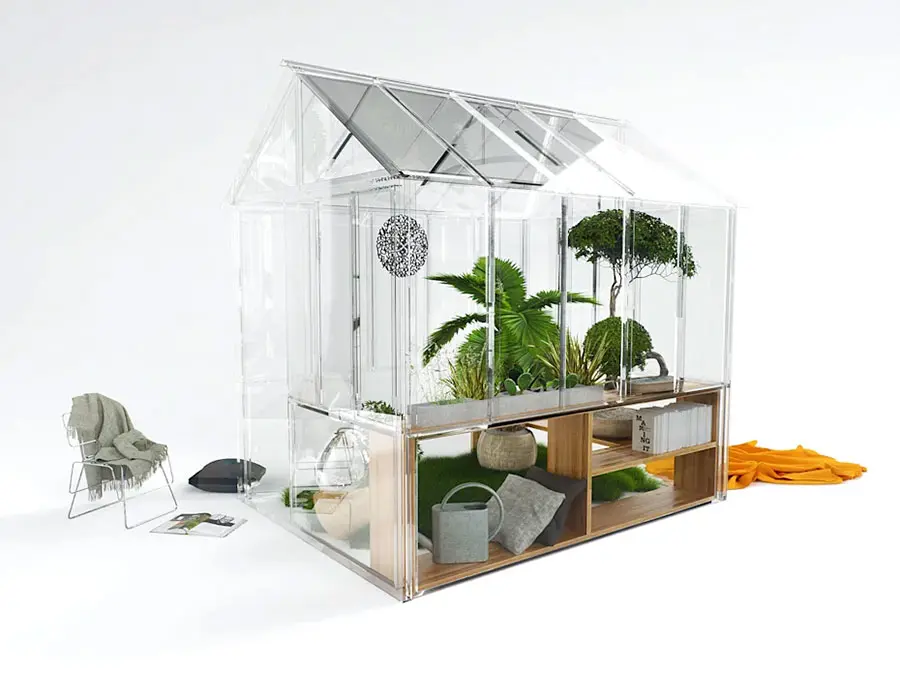 Modello di serra da giardino in vetro n.23
