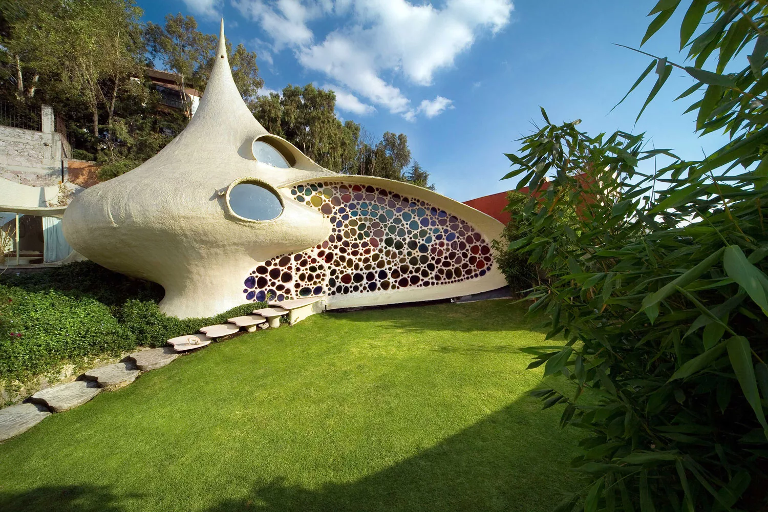 Foto della casa a forma di nautilus in Messico
