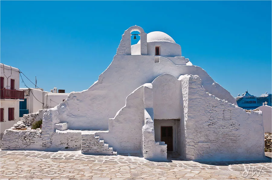 Foto della chiesa di Panagia Paraportiani a Mykonos