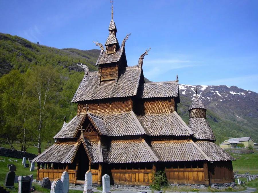Foto della chiesa di Stavkirke Borgund in Norvegia