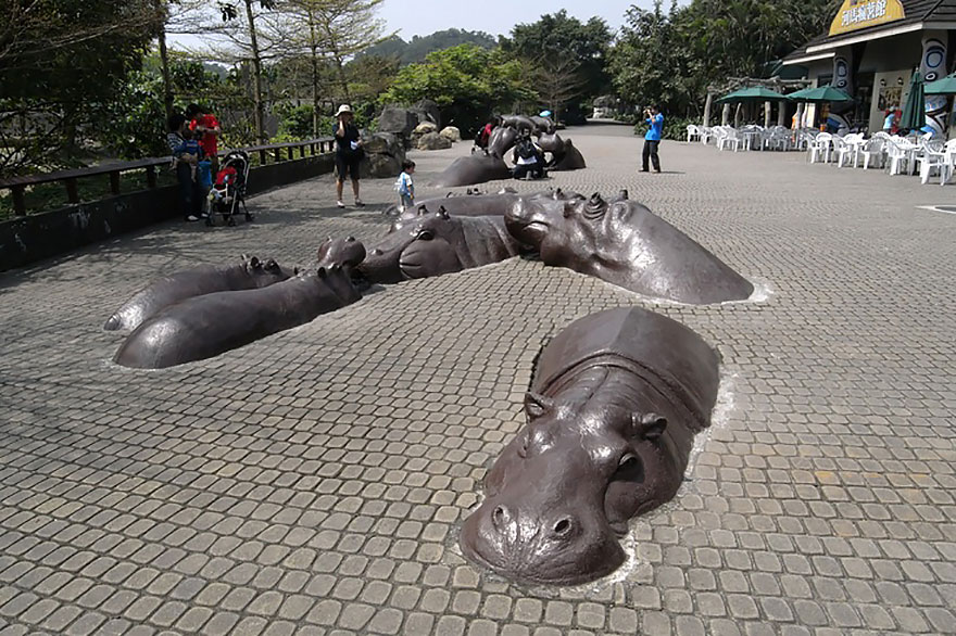Immagini delle sculture Ippopotami a Taipei