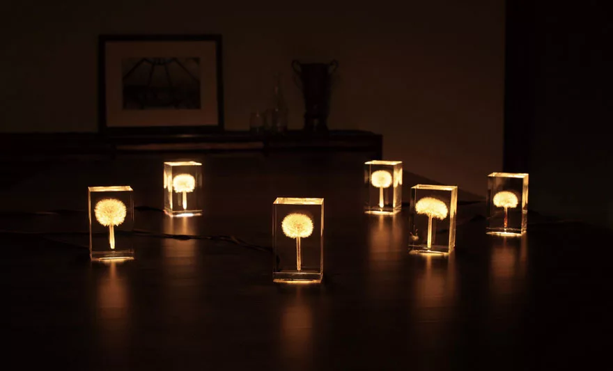 Foto delle lampade con i soffioni accese n.02