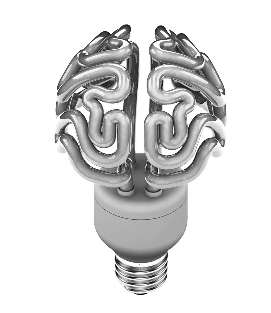 Foto della lampadina a forma di cervello spenta