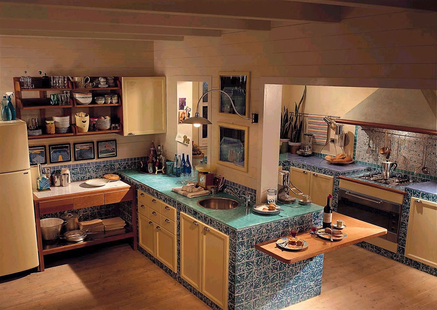 Foto della cucina in muratura moderna n.15