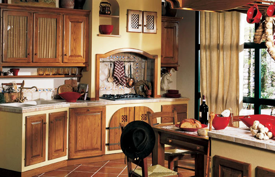 Modello di cucina in muratura rustica n.20