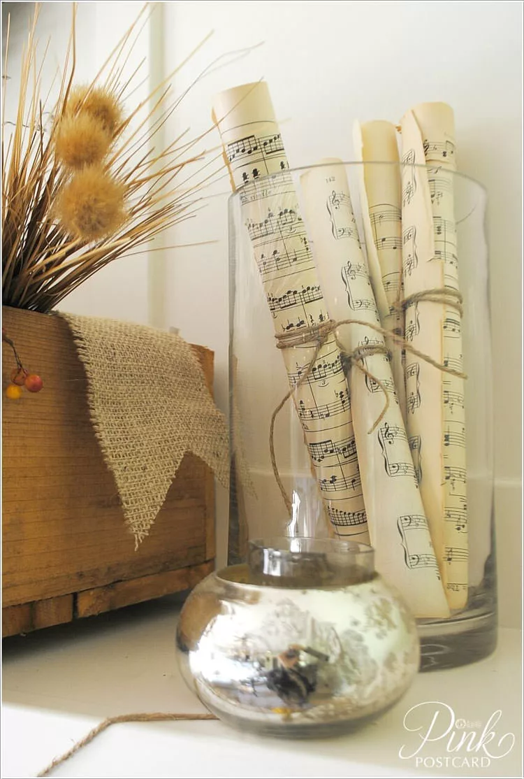 Spartiti musicali da inserire nei vasi come decorazioni