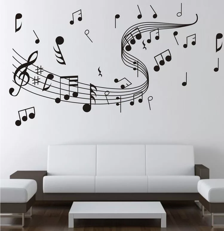 Adesivi murali a forma di spartiti e note musicali