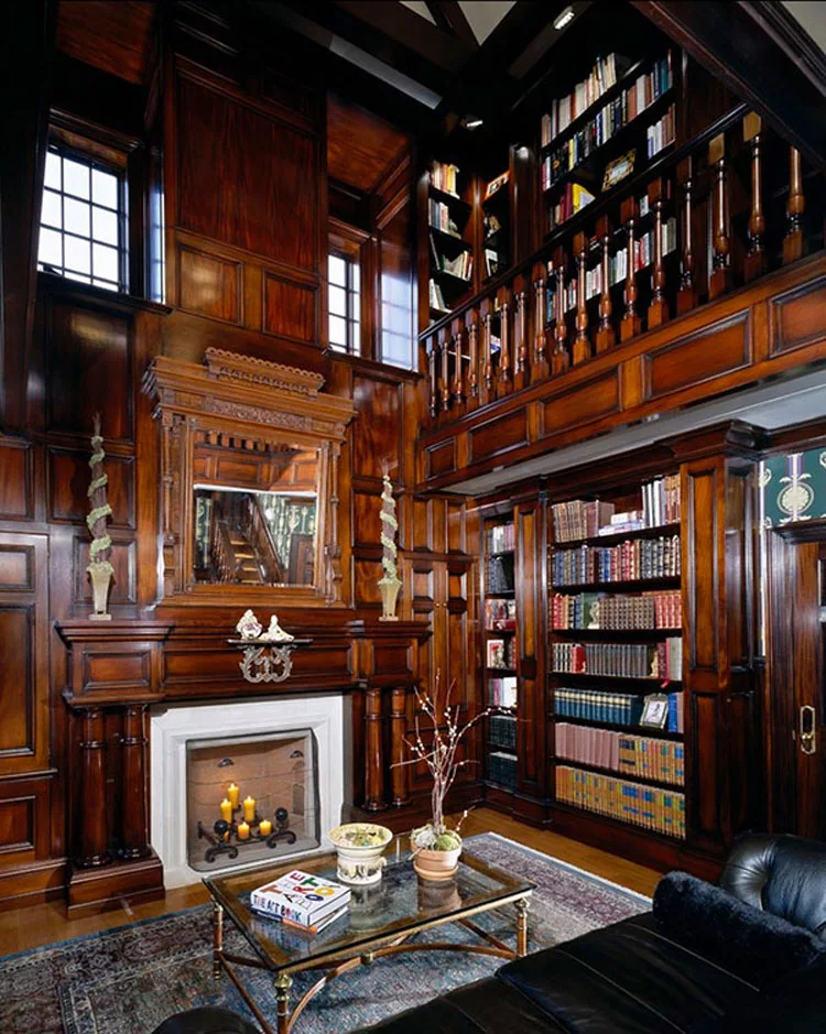 Libreria a soffitto con scala n.01