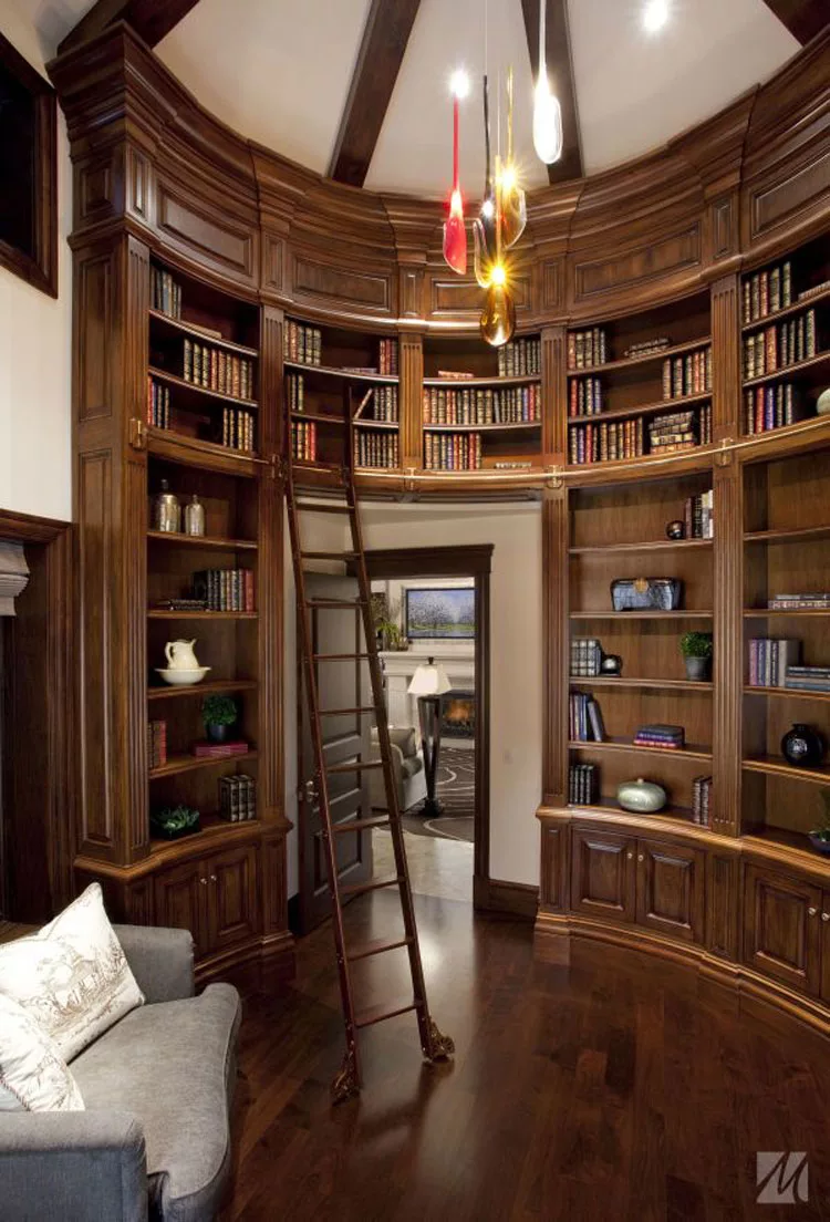 Libreria a soffitto con scala n.06