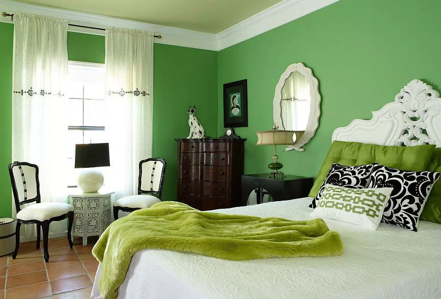 Camera da letto nelle tonalità del verde n.14