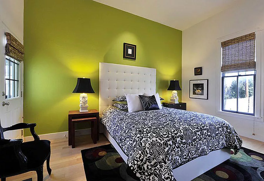 Camera da letto nelle tonalità del verde n.25