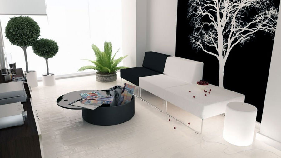 20 idee di design per arredare il soggiorno in bianco e nero ... Arredamento soggiorno bianco