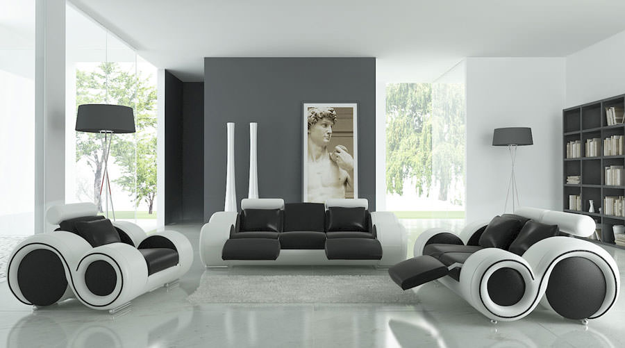 20 idee di design per arredare il soggiorno in bianco e nero ... Arredamento soggiorno bianco