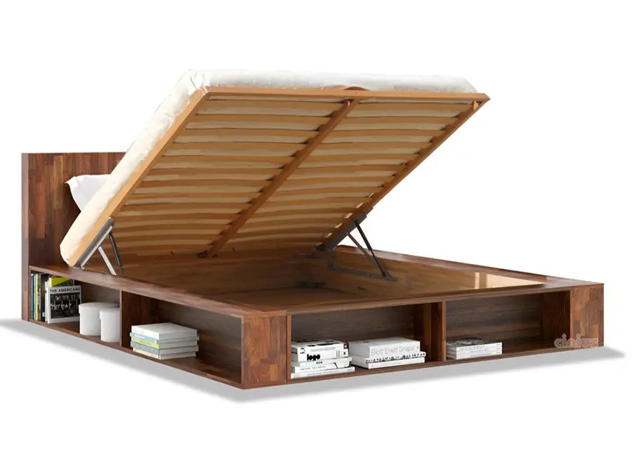 Modello di letto in legno con contenitore n.01