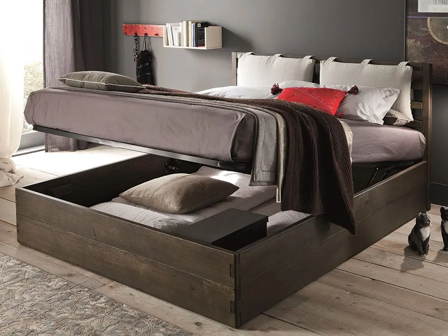 Modello di letto in legno con contenitore n.04