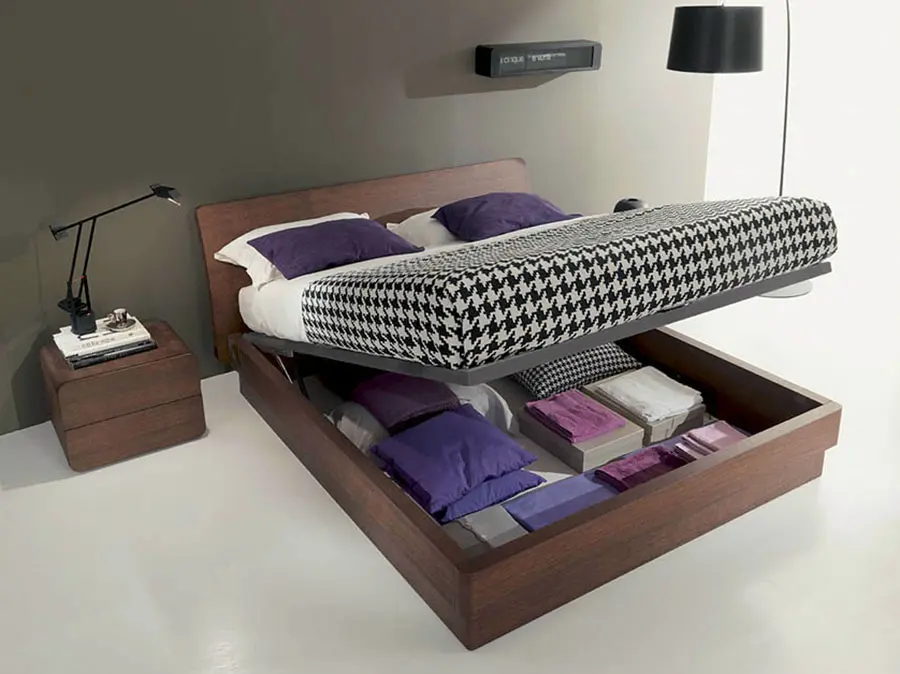 Modello di letto in legno con contenitore n.05