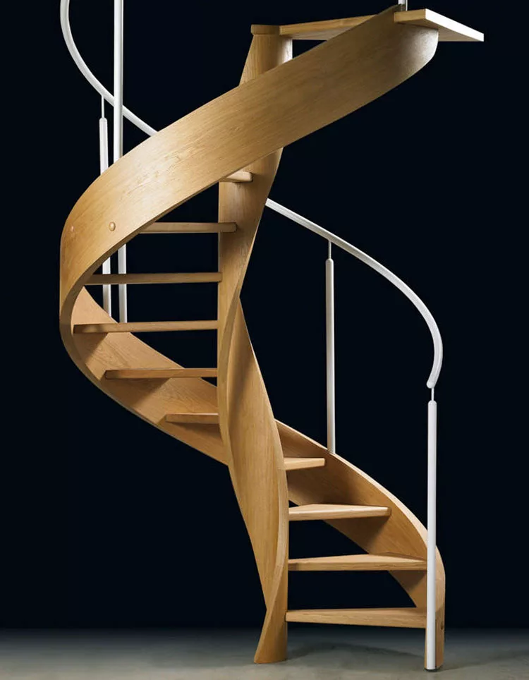 Modello di scala a chiocciola con struttura in legno n.08