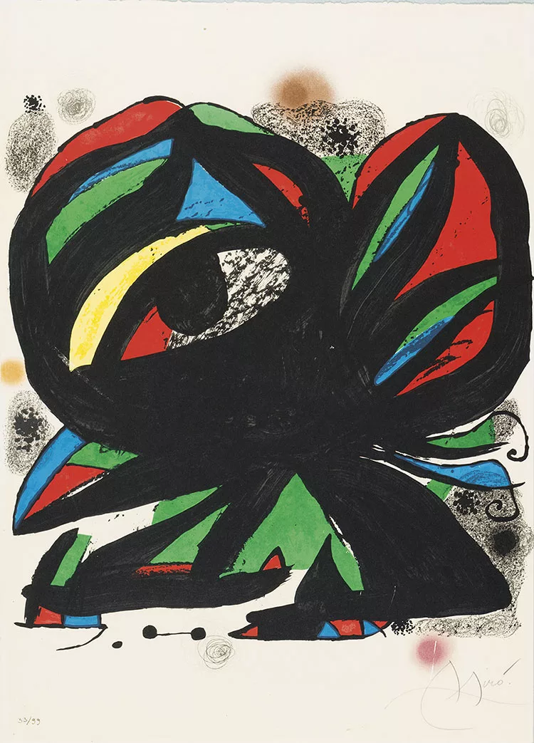 Litografia a colori di Juan Miro del 1975