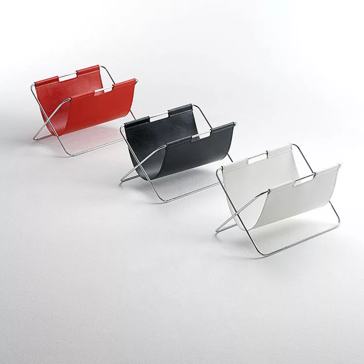 Cesto Portariviste In Ecopelle Nera - Moderno, Per Giornali E Riviste, 40x19x30 Cm