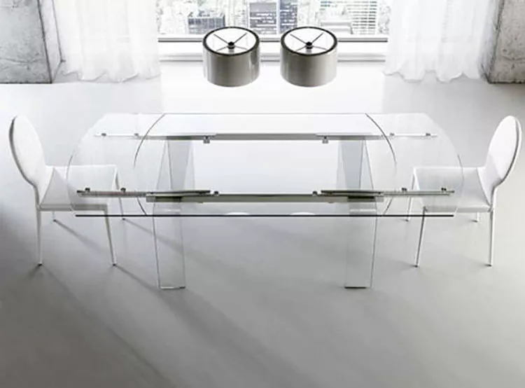 Modello di tavolo in vetro allungabile dal design moderno n.07