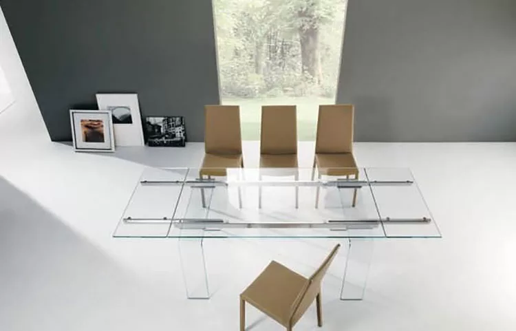Modello di tavolo in vetro allungabile dal design moderno n.09