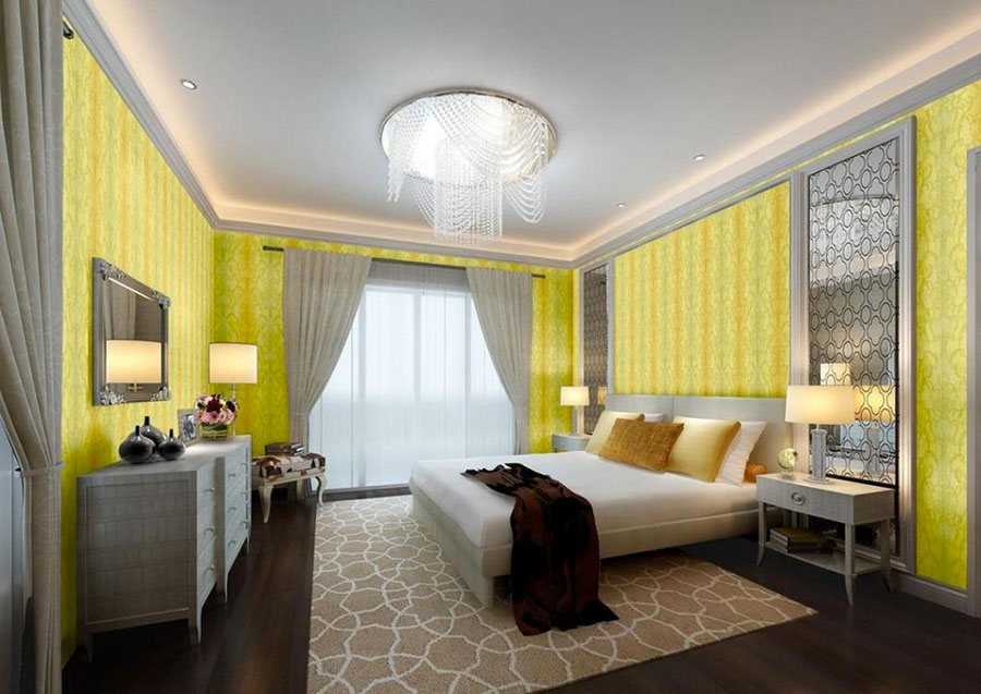 Camera da letto con pareti gialle n.2