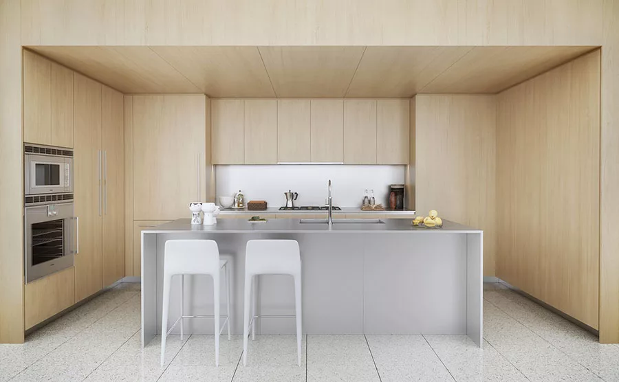 Modello di cucina bianca e legno moderna n.01