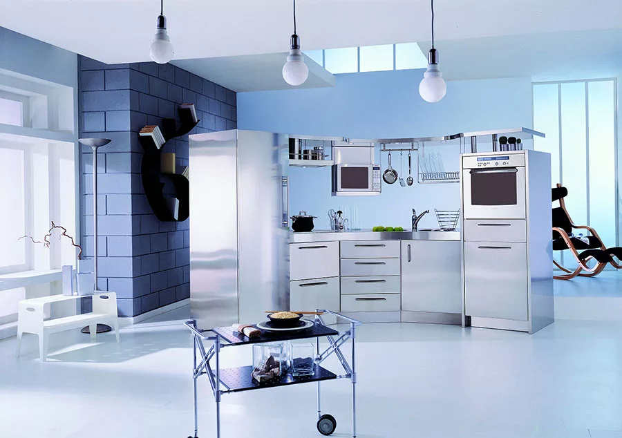 Pareti blu per cucine moderne 03