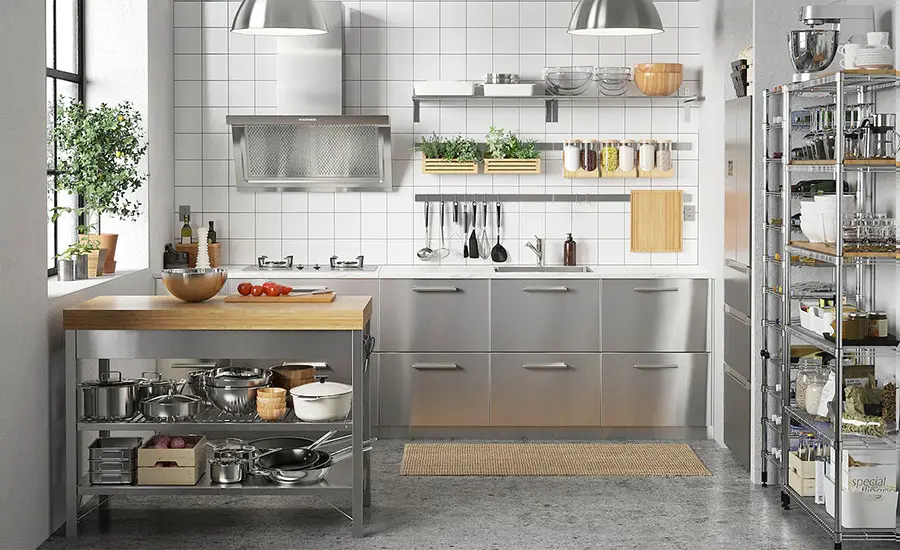 Modello di cucina in acciaio di Ikea n.03