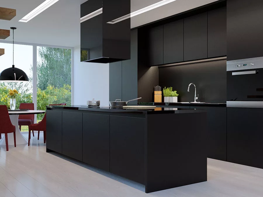 Modello di cucina nera di design n.06
