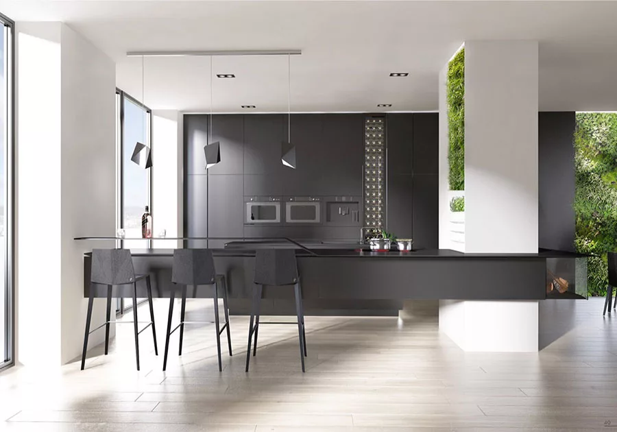 Modello di cucina nera di design n.07