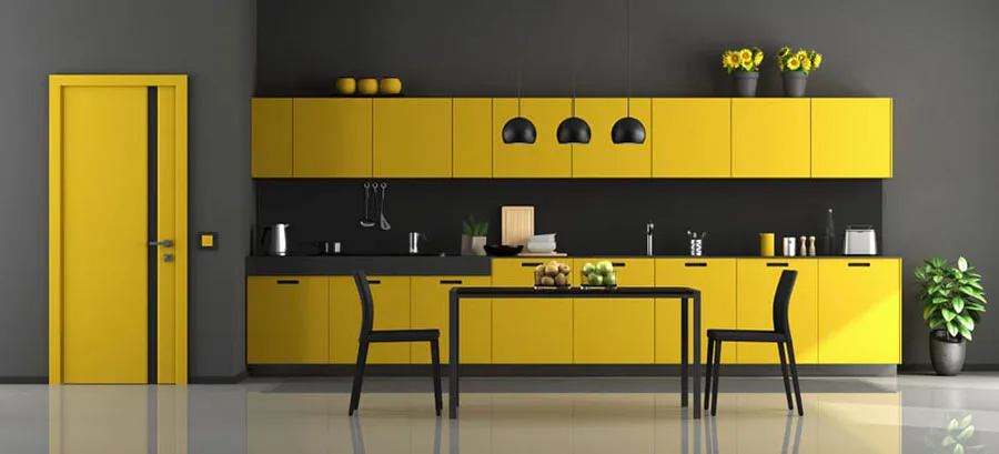 Modello di cucina gialla e nera n.01