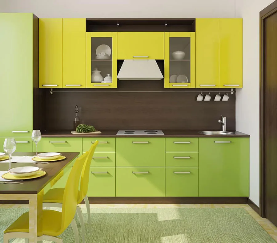 Modello di cucina gialla e verde n.02