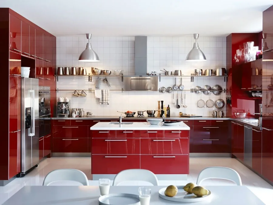 Modello di cucina rossa Ikea n.03