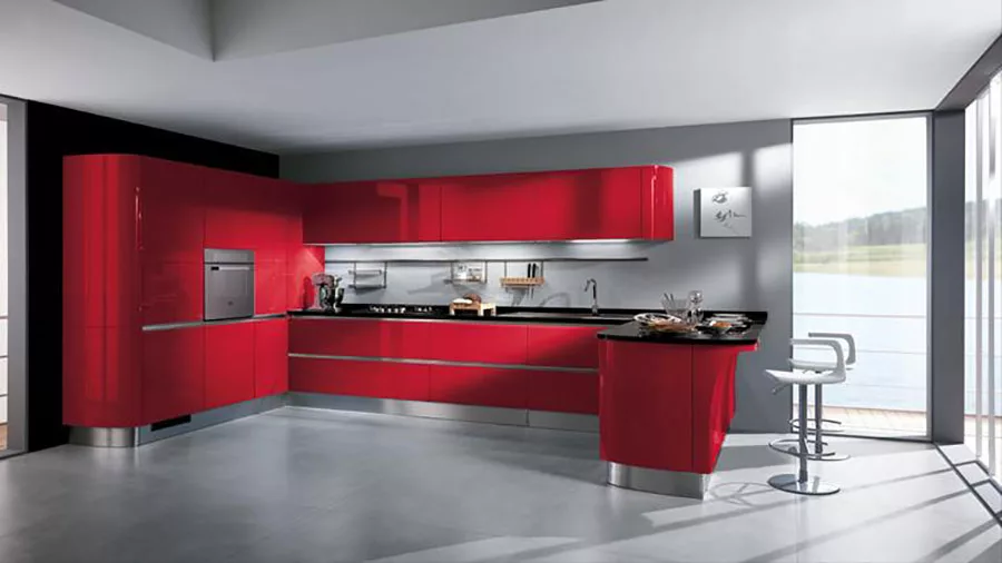 Modello di cucina rossa dal design moderno n.04