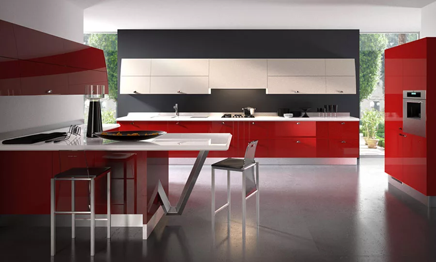 Modello di cucina rossa dal design moderno n.05
