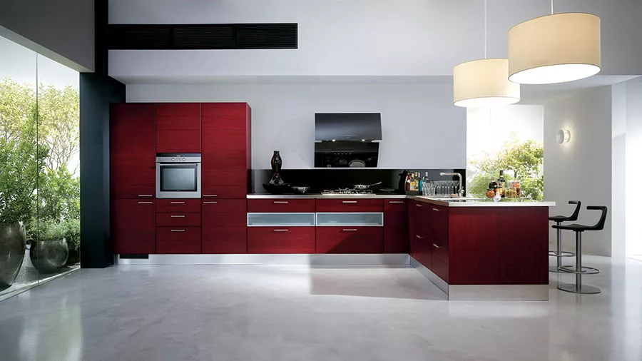 Modello di cucina rossa dal design moderno n.06