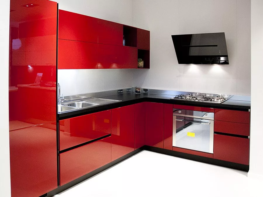 Modello di cucina rossa dal design moderno n.08