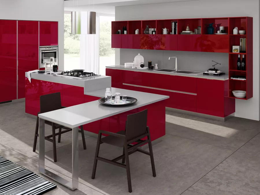 Modello di cucina rossa dal design moderno n.09