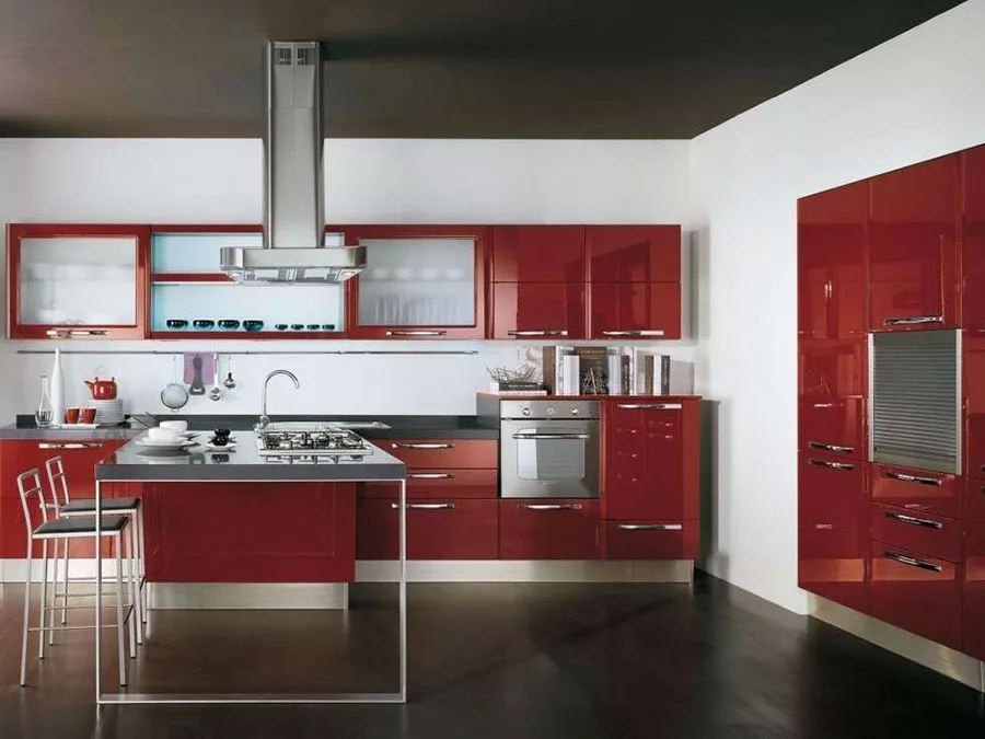 Modello di cucina rossa dal design moderno n.12